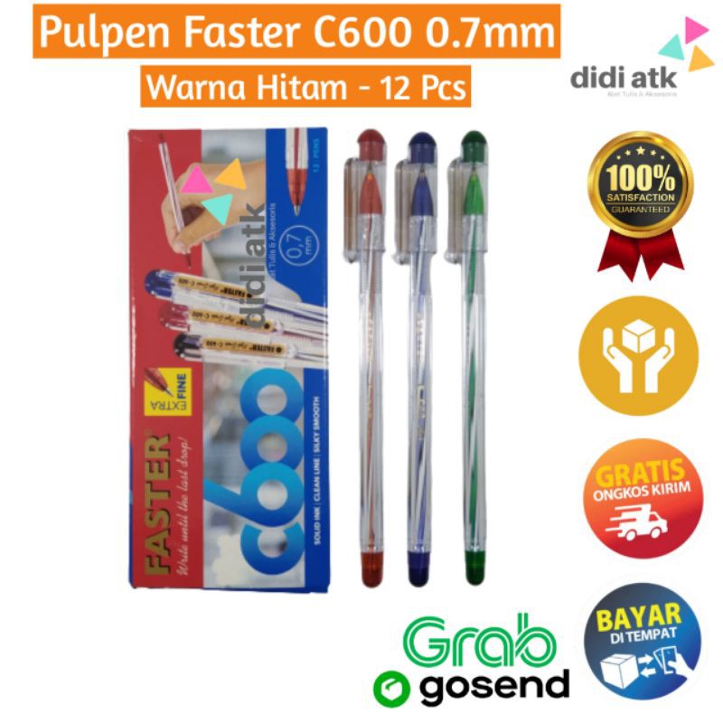 

Pulpen Pena Faster C600 / Ball Pen 0.7mm 12 Pcs