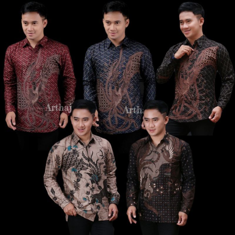 Batik Pria Lengan Panjang BATIK NAKULA HRB026 motif KERATONAN Kode 002 size M L XL XXL Reguler