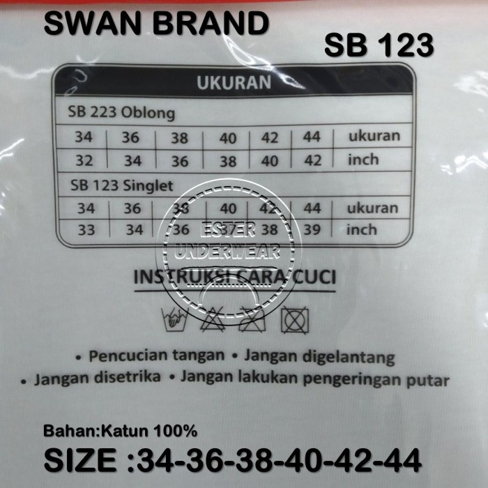 Kaos singlet Pria Swan Brand Rider SB 123 PUTIH ISI 1 PCS