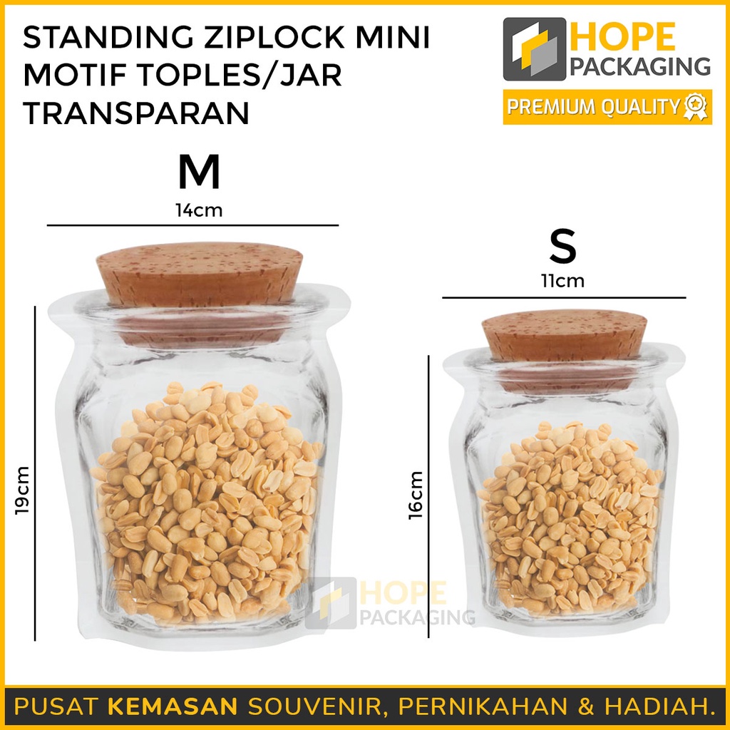 [5 Pcs] Plastik Standing Pouch Ziplock imlek  Zipper Motif Toples Mason Jar untuk Snack Minuman Makanan