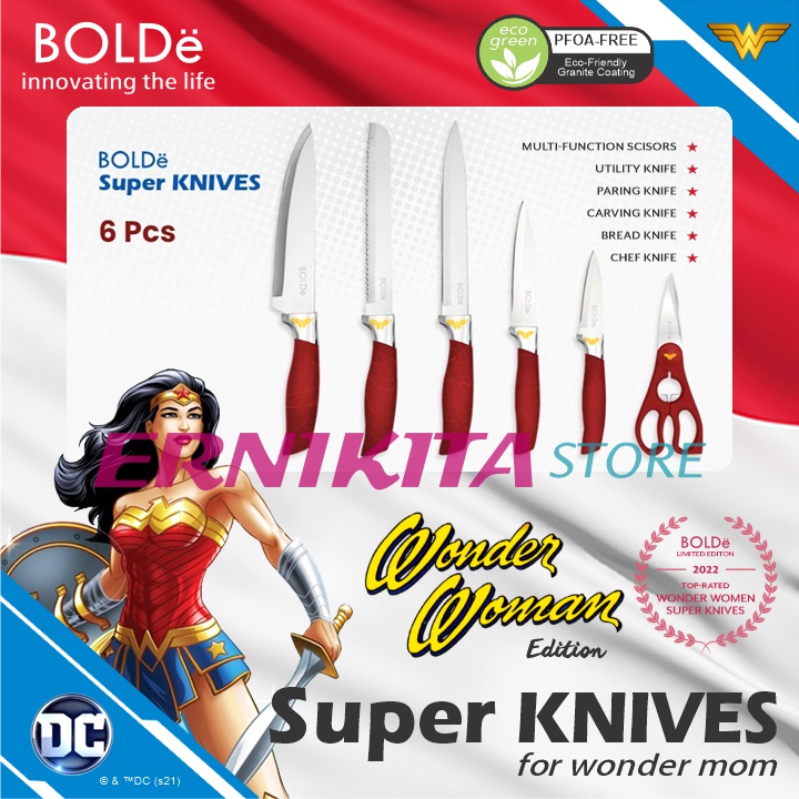 BOLDe SUPER KNIVES WONDER WOMAN 6 PCS - Pisau Set Stainless Steel