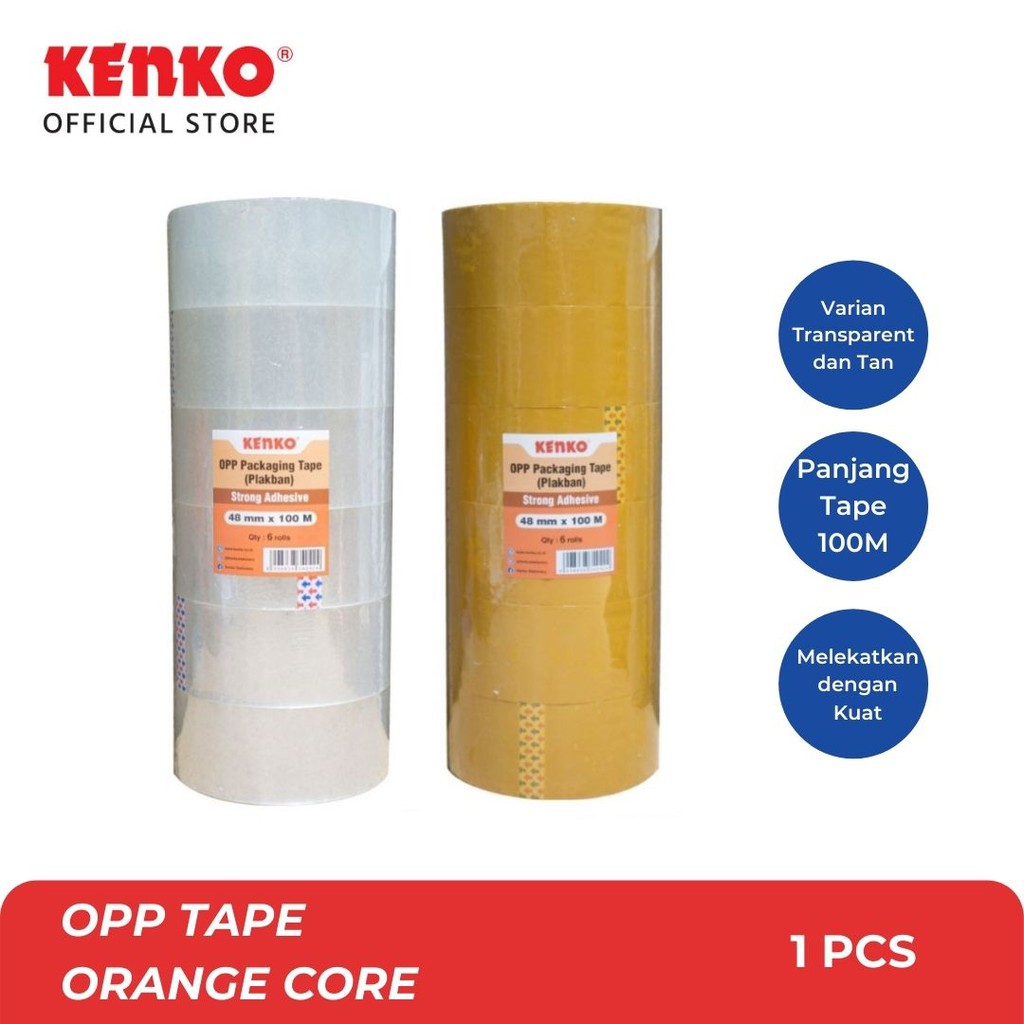 

Kenko OPP TAPE / Lakban / Selotip 48MM - Orange Core (100 M)