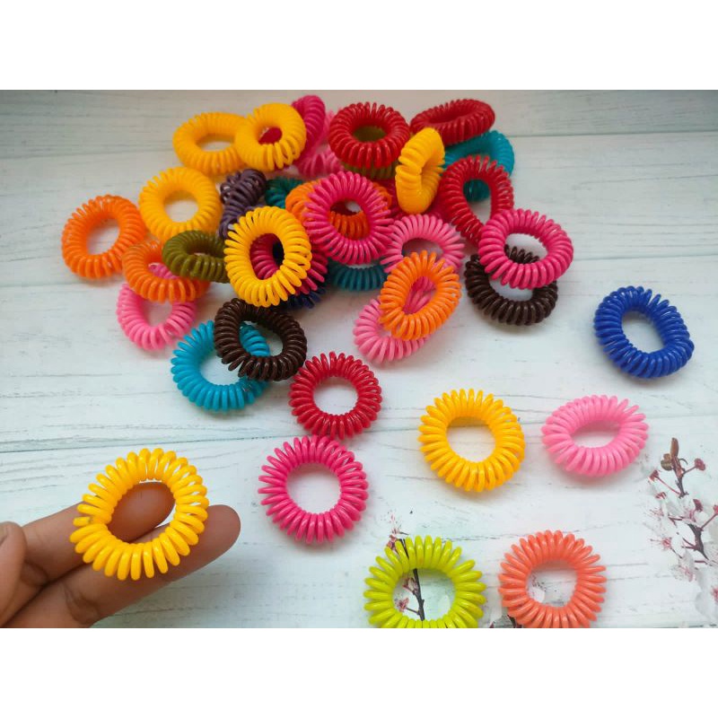 IKAT RAMBUT SPIRAL WARNA UK 3CM/5CM PER PCS