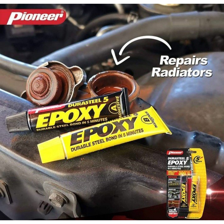 Lem Mesin Tahan Panas 300C Epoxy Durasteel 15gr Lem Besi Radiator Knalpot Bocor Super Kuat