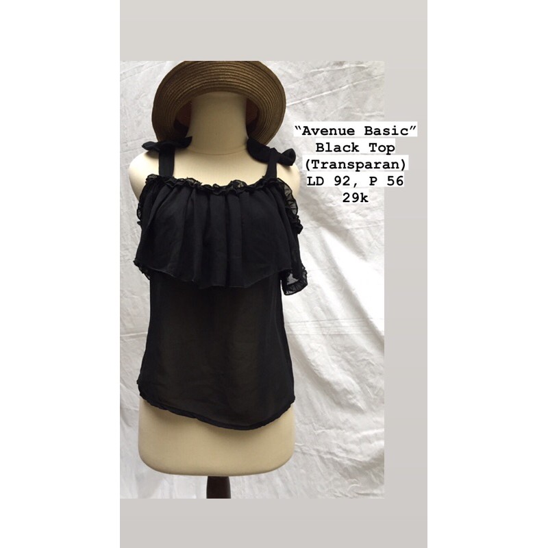 “Avenue Basic” Black Sifon Top (transparan)