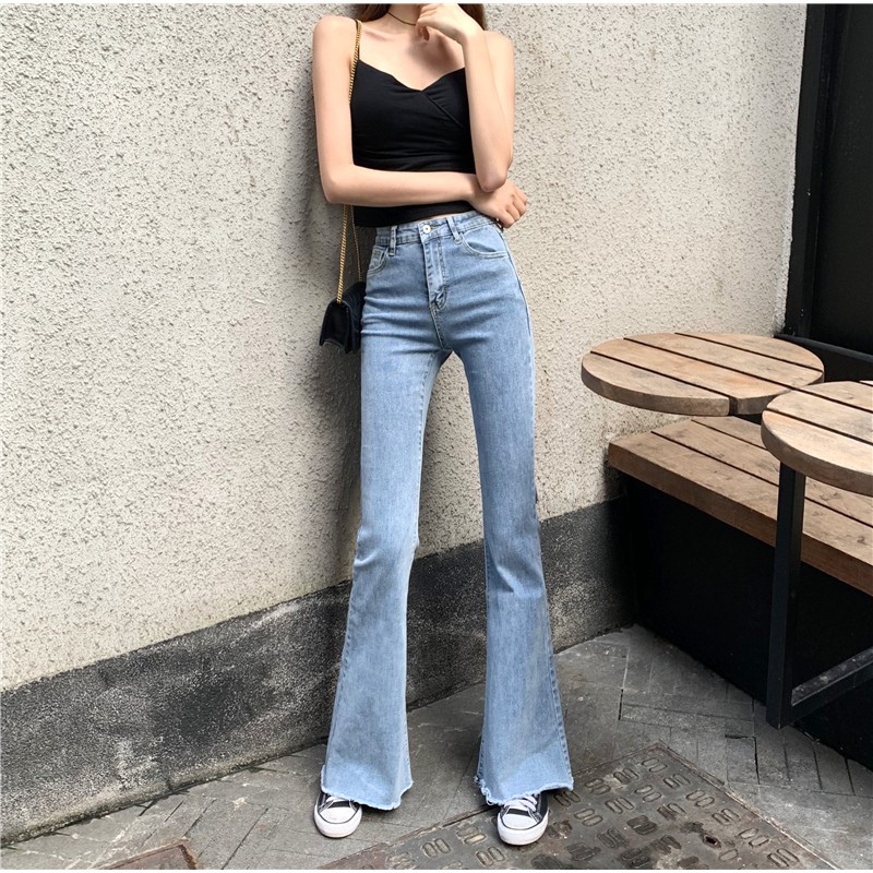  Celana  Panjang Jeans  Wanita Model  Slim High  Waist  Flare 