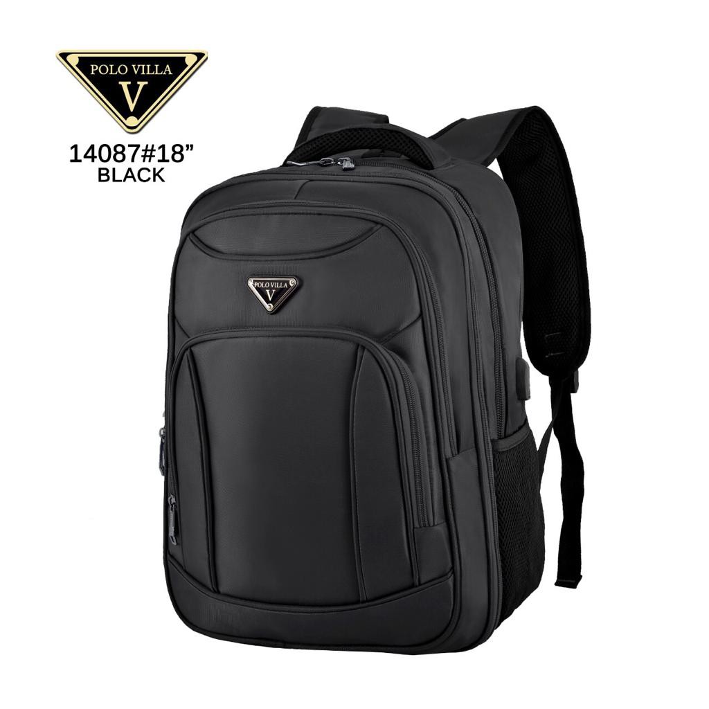 Tas Ransel Fashion Backpack Sekolah Polo Villa 14087, (Free Kabel Extension USB + Free Rain Cover)