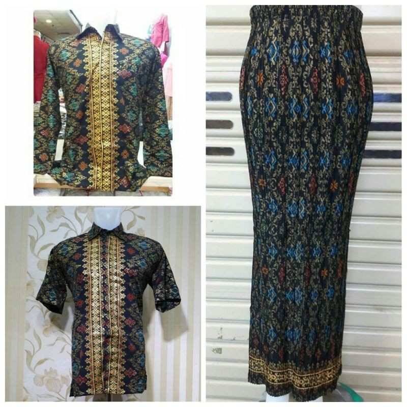 couple kemeja batik panjang Rok plisket / Couple keluarga / Couple batik / Serambit