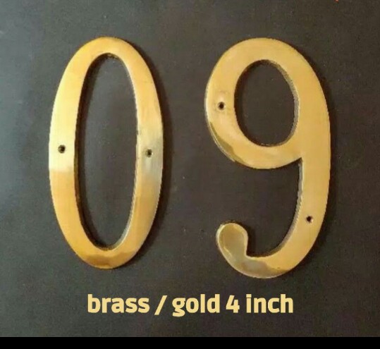 Nomor Angka Huruf Rumah Kantor Chrome Brass 4 Inch