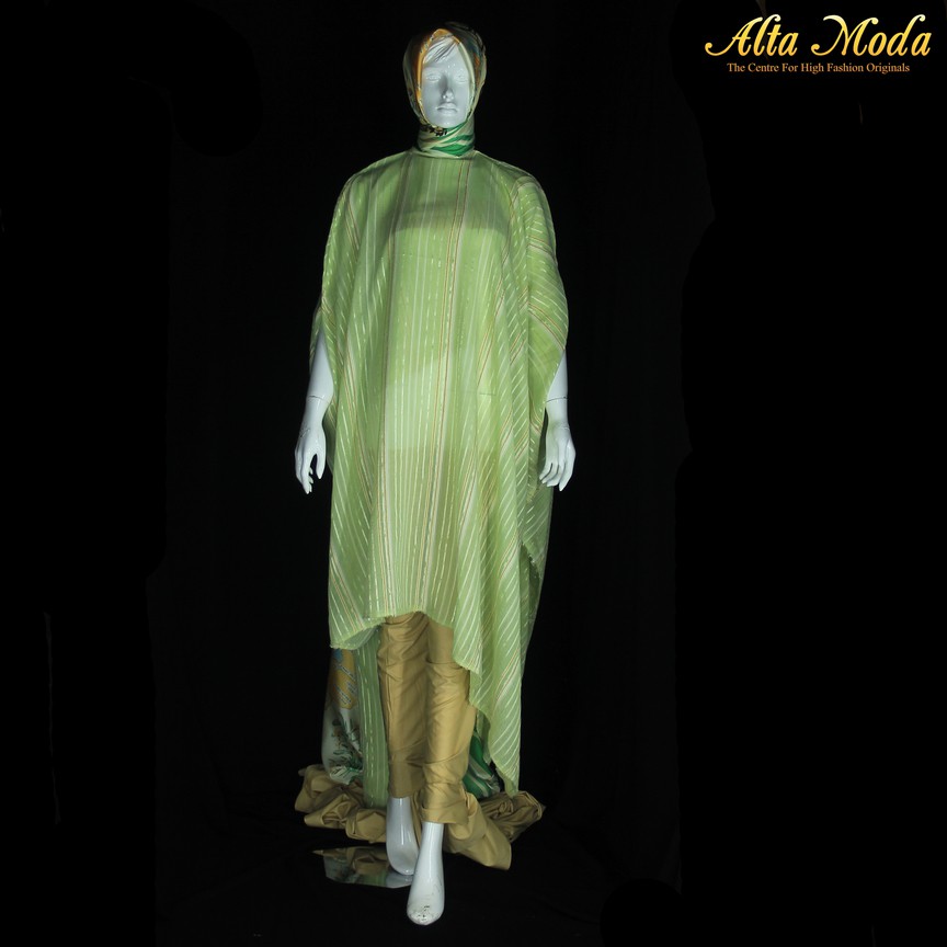 

Alta Moda Kaftan Jacquard Lime Green Garis Gradasi Orens (1M)