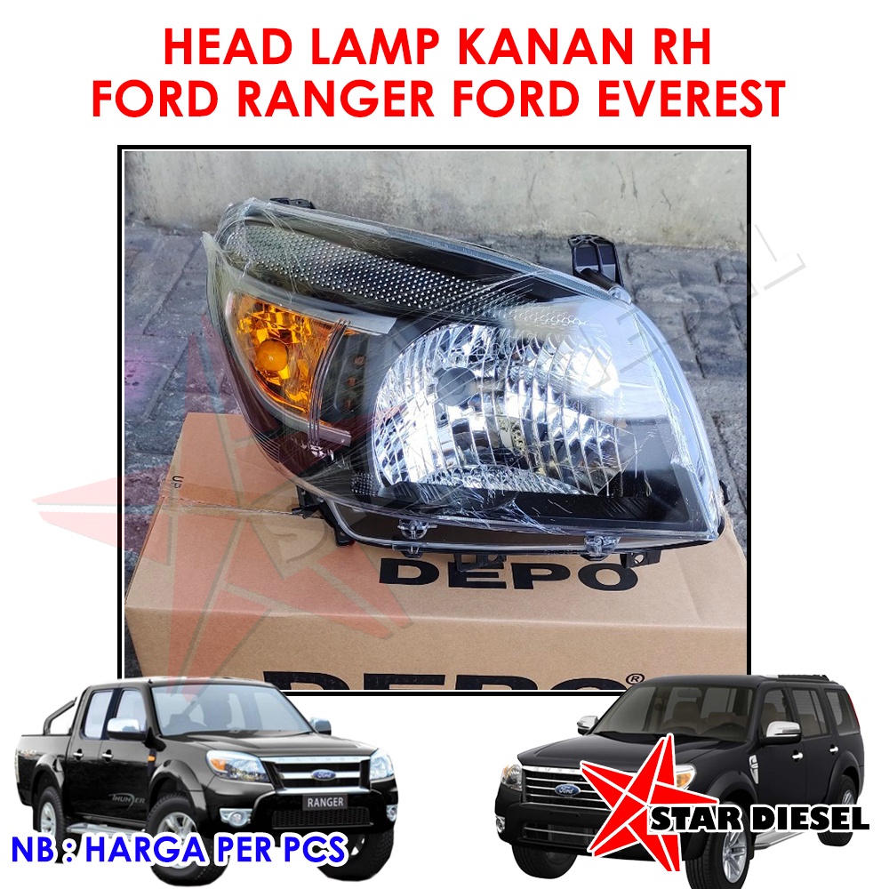 HEAD LAMP KANAN RH FORD RANGER LAMPU DEPAN FORD EVEREST LAMPU BESAR BAGIAN KANAN