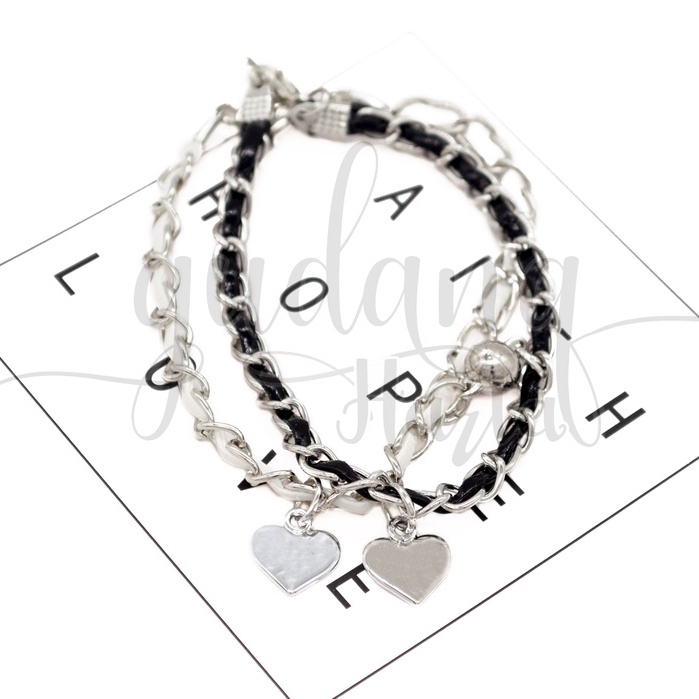 Gelang BFF Couple Chain Star Heart Bangle Motif KunciBintang GH 205355