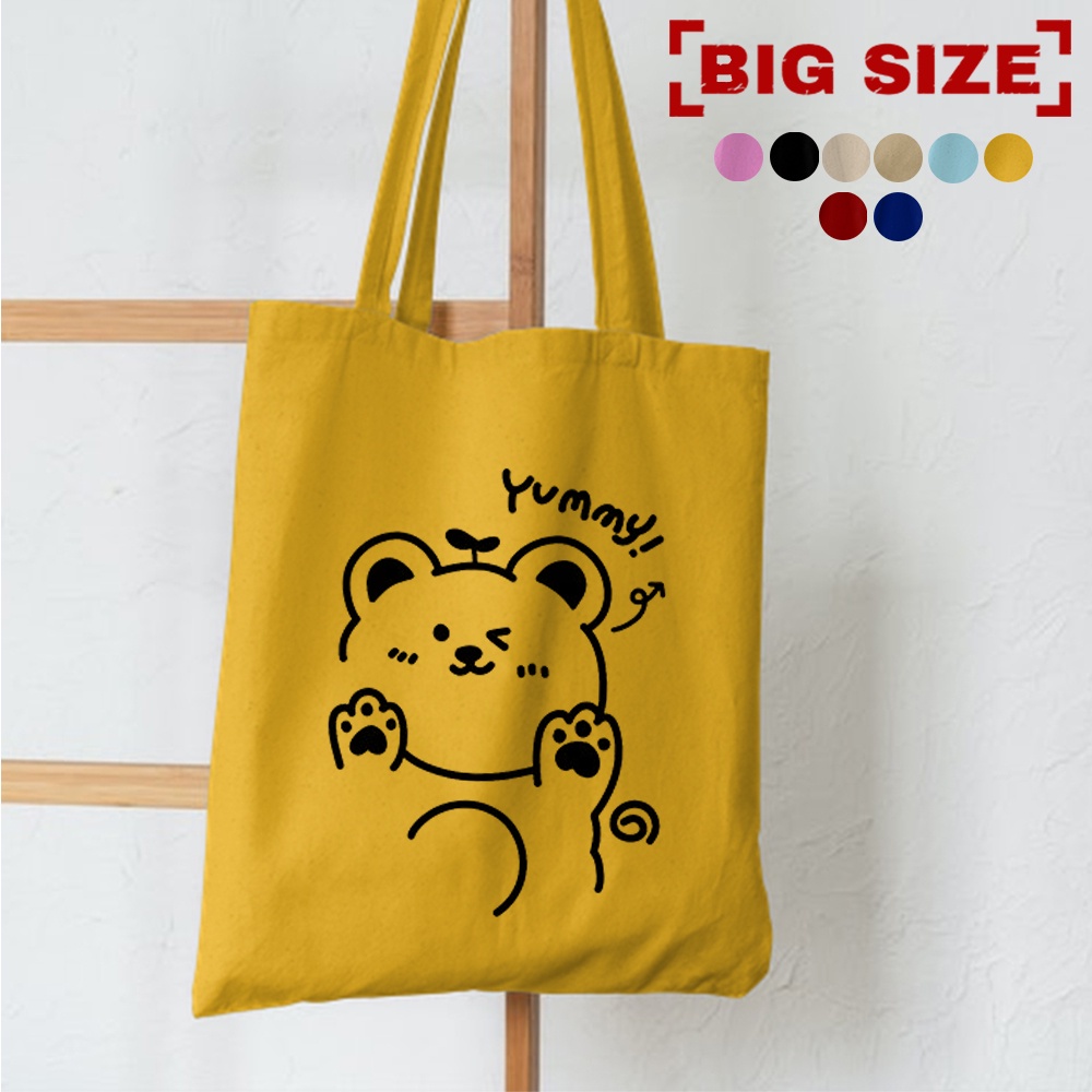 9.9. PROMO 2022 TOTE TERBARU RESLETING TOTEBAG KPOP / TOTE BAG KPOP / KOREA / ANIMAL / ICE CREAM TOTE UKURAN BESAR RESLETING KANVAS WARNA HITAM MARUN NAVY KREM