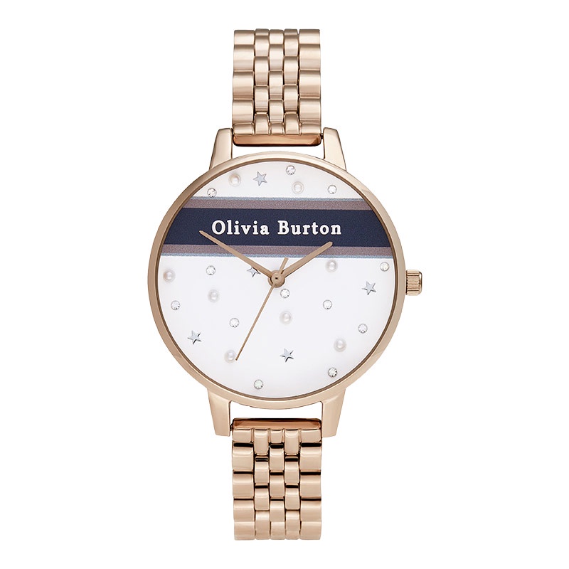 Jam Tangan Wanita Olivia Burton Celestial OB16VS06 Varsity Dual Tone Dial Rose Gold Stainless Steel 