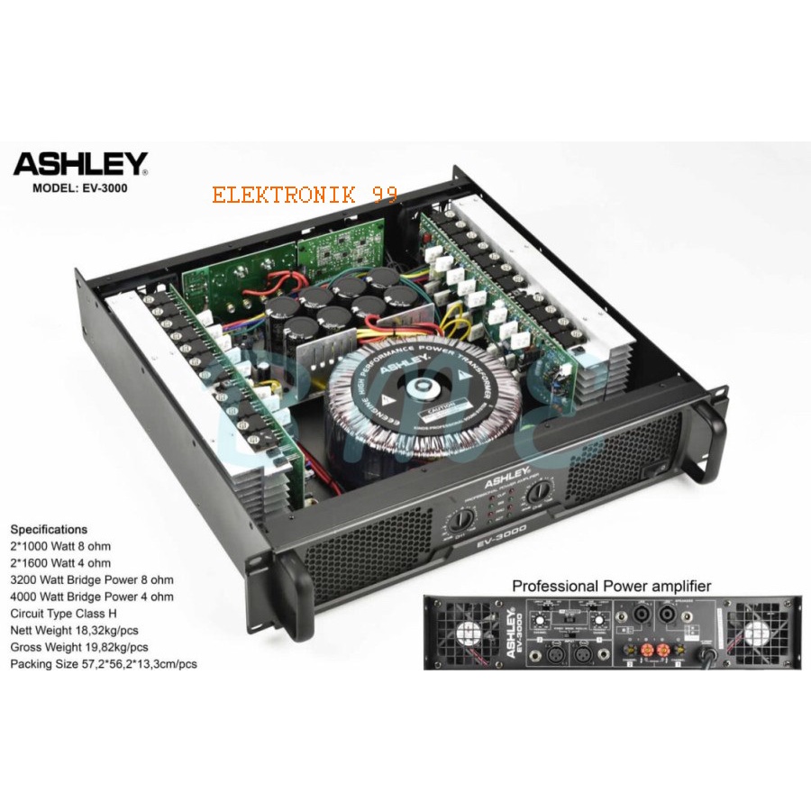 power Amplifier ASHLEY EV 3000 ORIGINAL EV3000