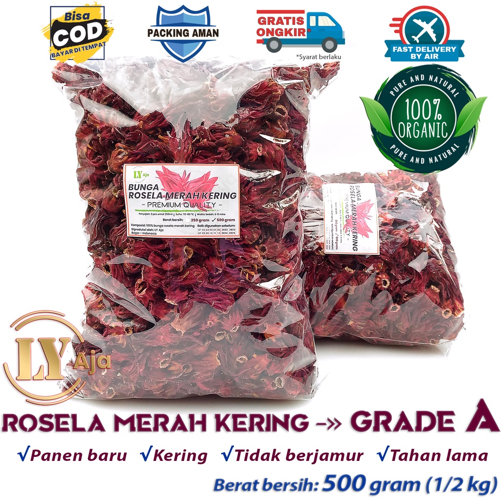 Teh Bunga Rosella Merah Rosela Ungu 500 gram LY Aja Kering Grade A