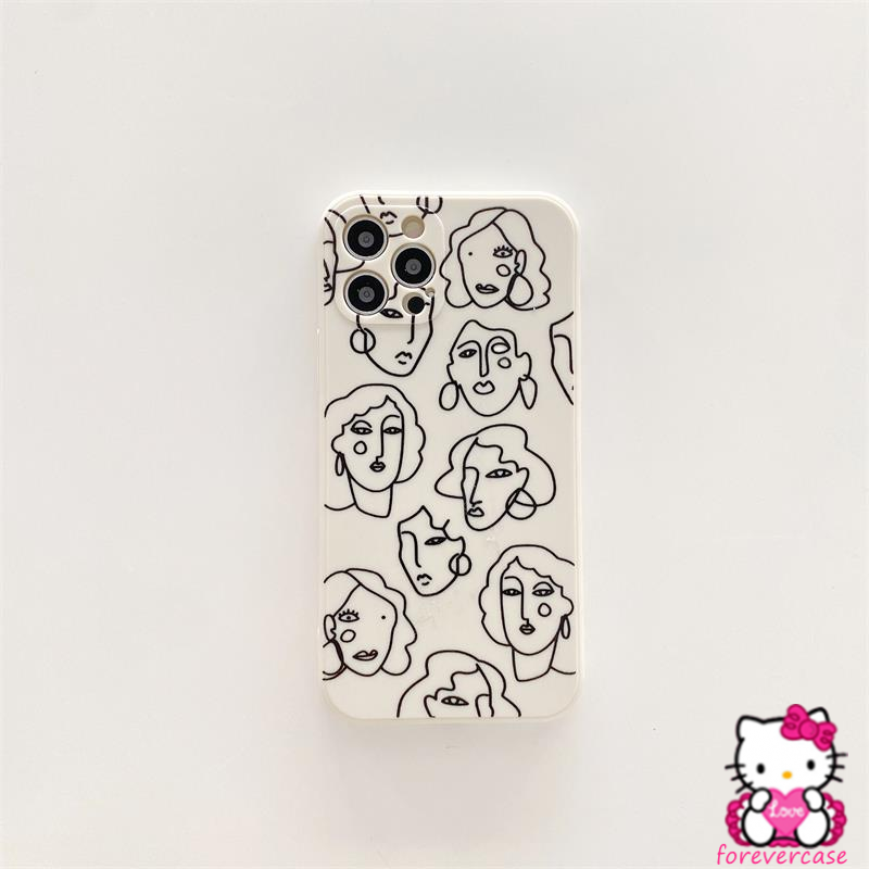 Art Line Face Simple Case Samsung A32 A52 A72 A12 M12 A03S A52S A51 A71 A11 M11 A50 A50S A30S A20S A21S A31 A10S Fashion Soft Tpu Protector Phone Case