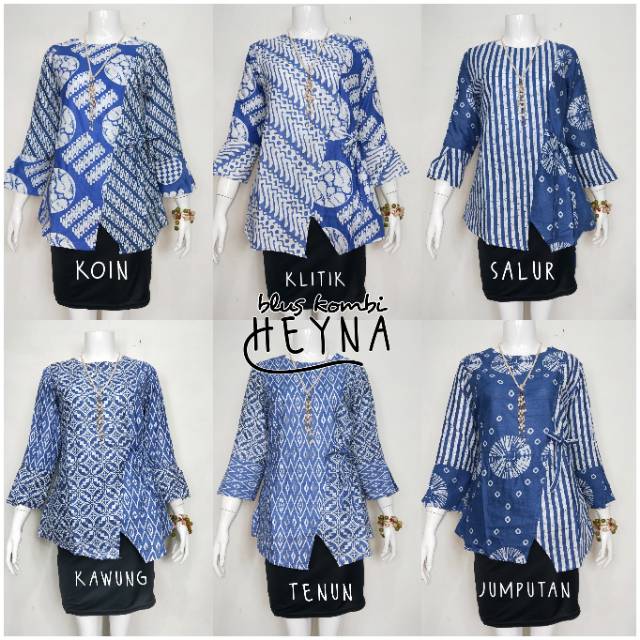 Blus heyna atasan Baju batik katun murah wanita Abg remaja kerja kekinian milenial modern modis modern.-1