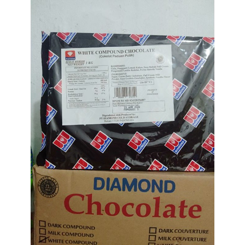

Diamond coklat putih/white chocolate coumpound 1kg