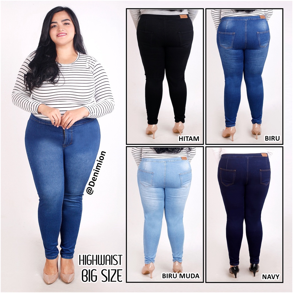 [Size 27-38] Celana Highwaist Jeans Wanita Bahan Softjeans Stretch Lembut Tersedia Size Jumbo Big Si