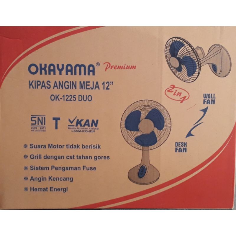 Kipas meja dan dinding 2in1 Okayama 12inc