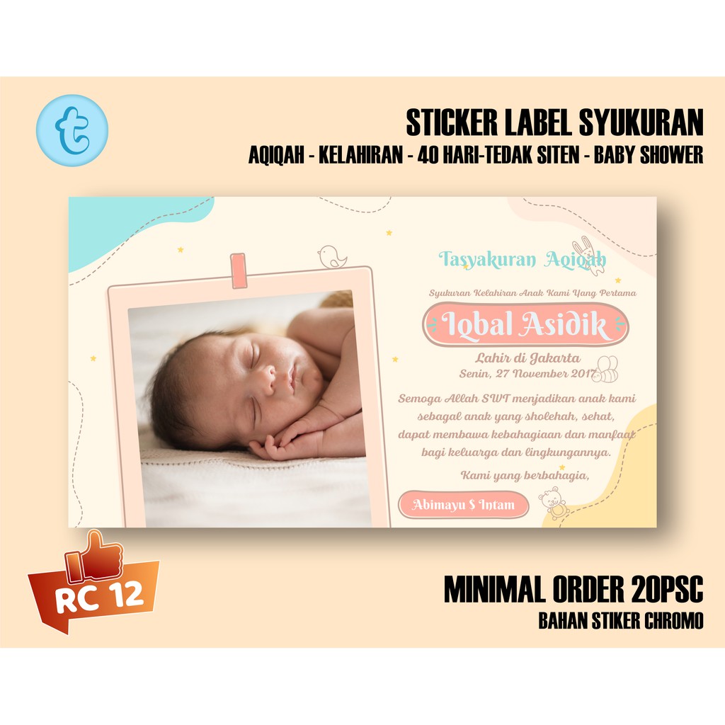 Sticker Label Syukuran Kelahiran - Aqiqah - 40Hari Stiker label aqiqah - Stiker Tasyakuran