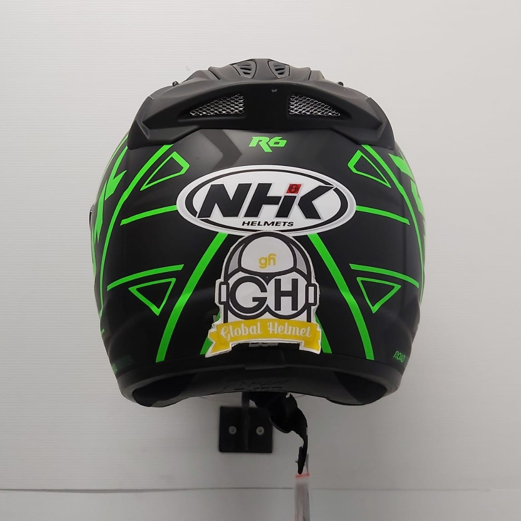 HELM HALF FACE NHK R6 R-6 MOTIF AIRFIT BLACK DOFF GREEN