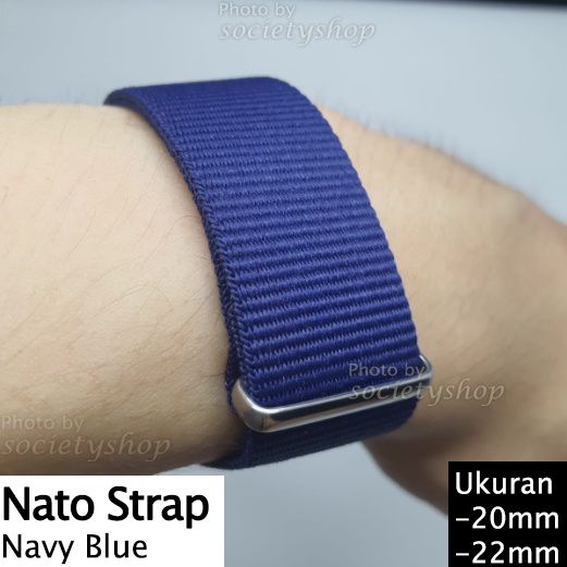 Nato Strap Zulu Tali Jam Nylon Canvas 20mm 22mm Stripe Strip Watch biru gray brown putih hitam