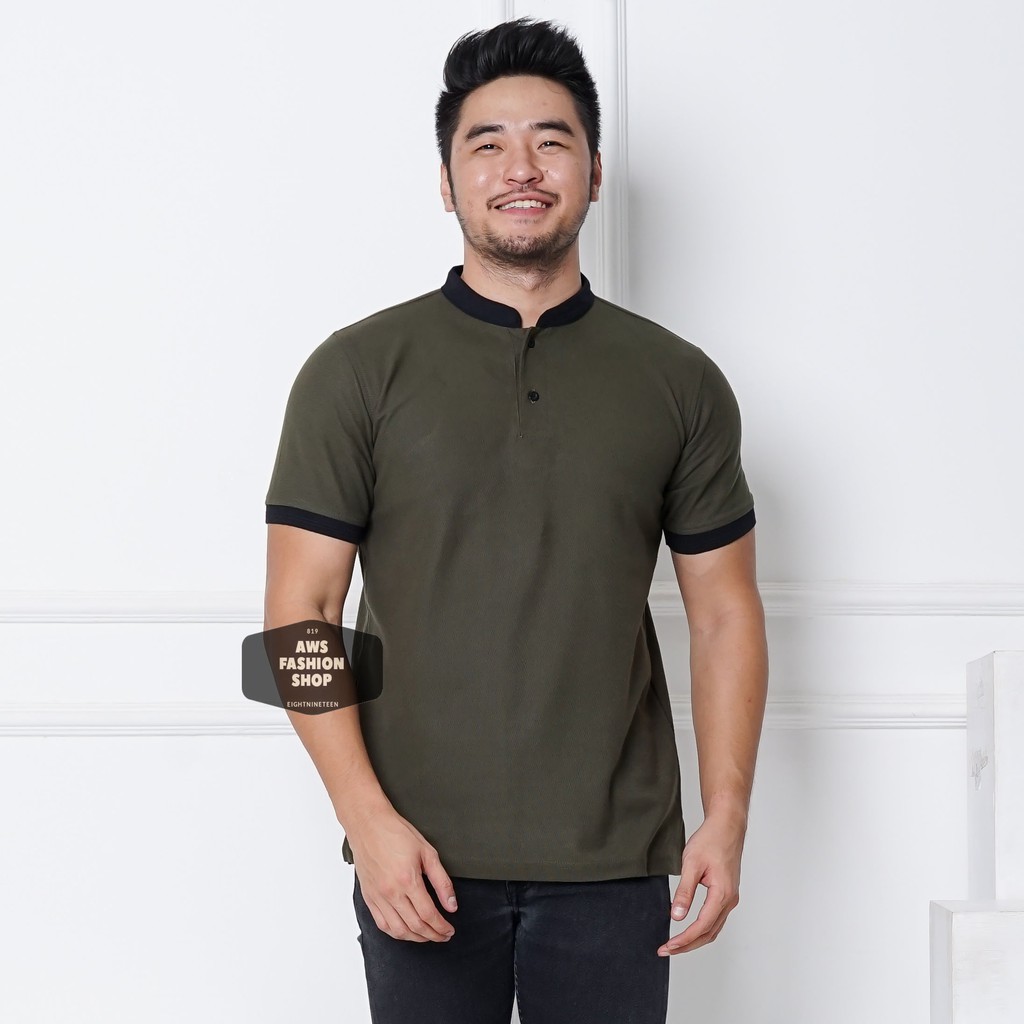 Kaos Polo Pria Polo Shirt Kerah Shanghai  Lengan Pendek Hijau Army TNI BIG SIZE JUMBO XXL / 3XL