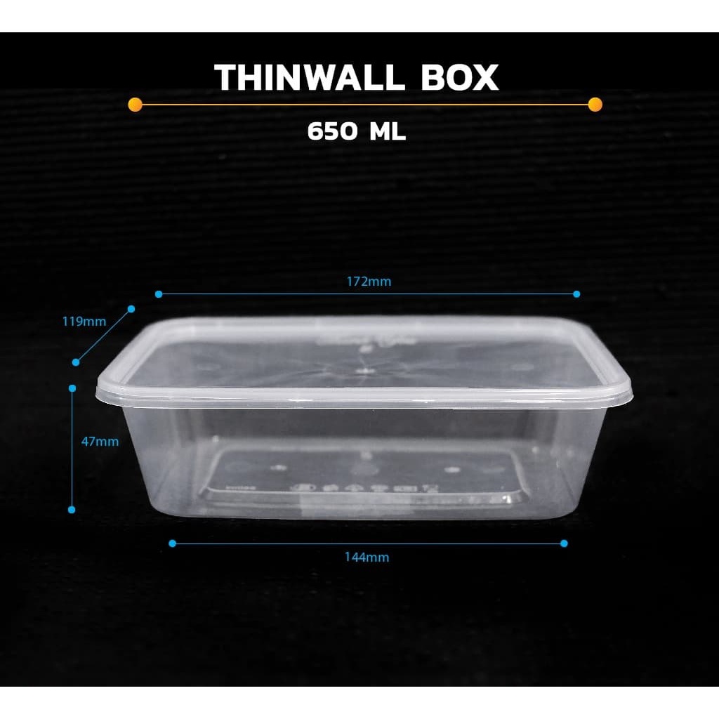 

Thinwall Box 650ml + TUTUP isi 25 pcs / Kotak Plastik Murah
