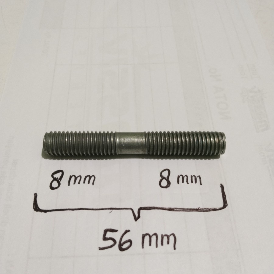 Baut tanam knalpot ,baut blok, manipol 8 mm x 8 mm x 56 mm (mur 12 x 12 )