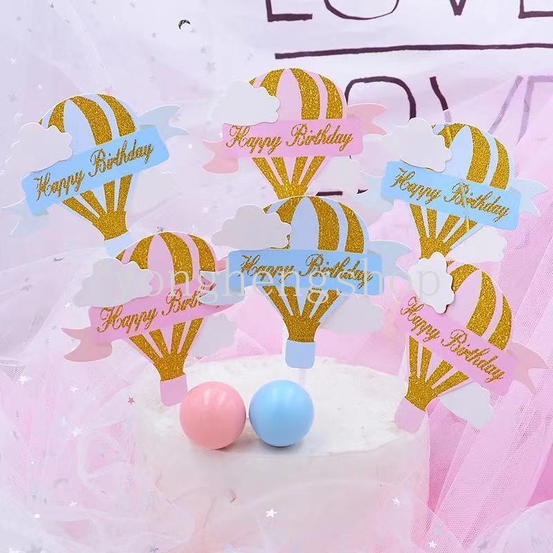 3 Pcs / set Topper Kue Bentuk Balon Udara Awan Shining Untuk Dekorasi Pesta Ulang Tahun