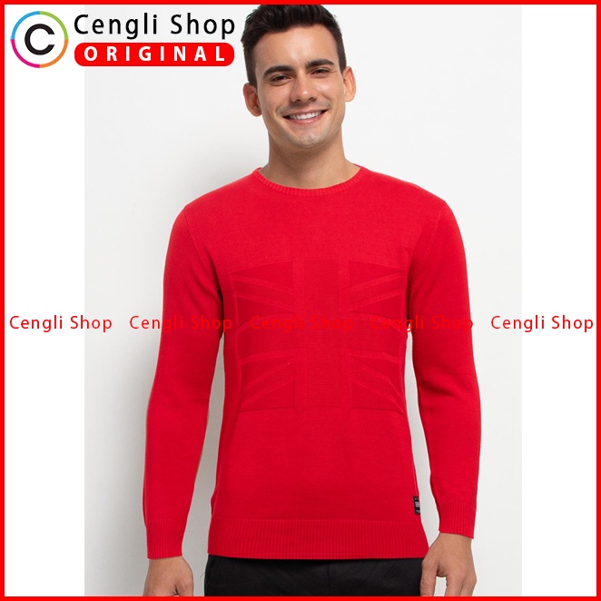 JAKET SWEATER CASUAL PRIA CARDINAL ORIGINAL TERBARU MERAH CA06