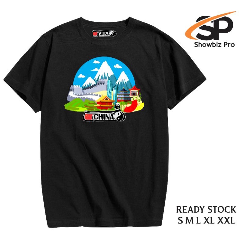Kaos Pria Wanita Baju Distro Cina Oleh Oleh T shirt Negara China Bahan Katun Ready Size Anak Dewasa 