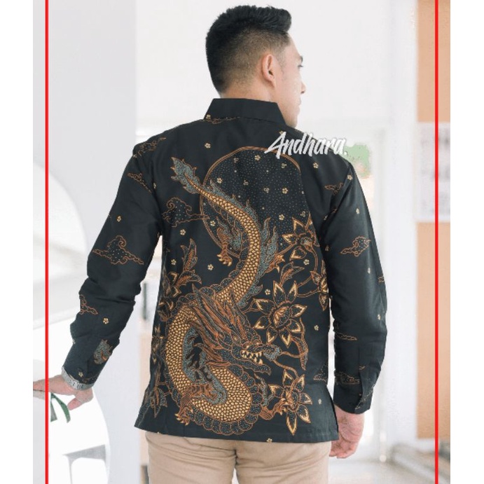 Kemeja Batik Pria Lengan Panjang Modern Kasual Jumbo NAGABULAN1