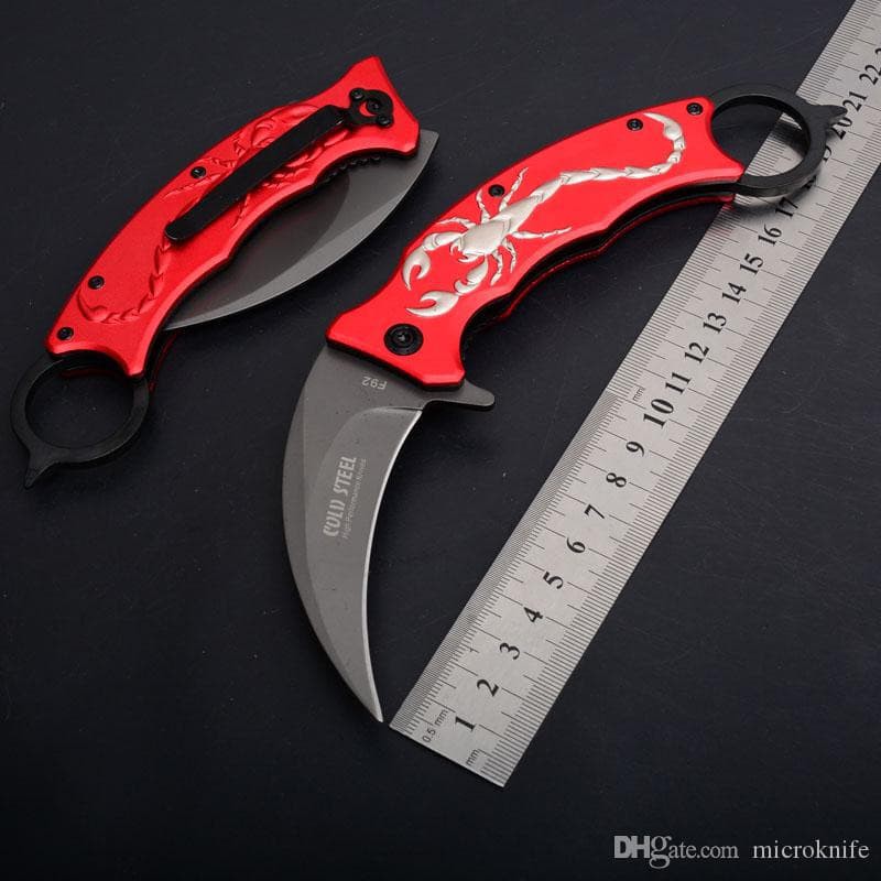 Super Sale PISAU LIPAT KERAMBIT F92 RED SCORPION FOLDING KNIFE SURVIVAL