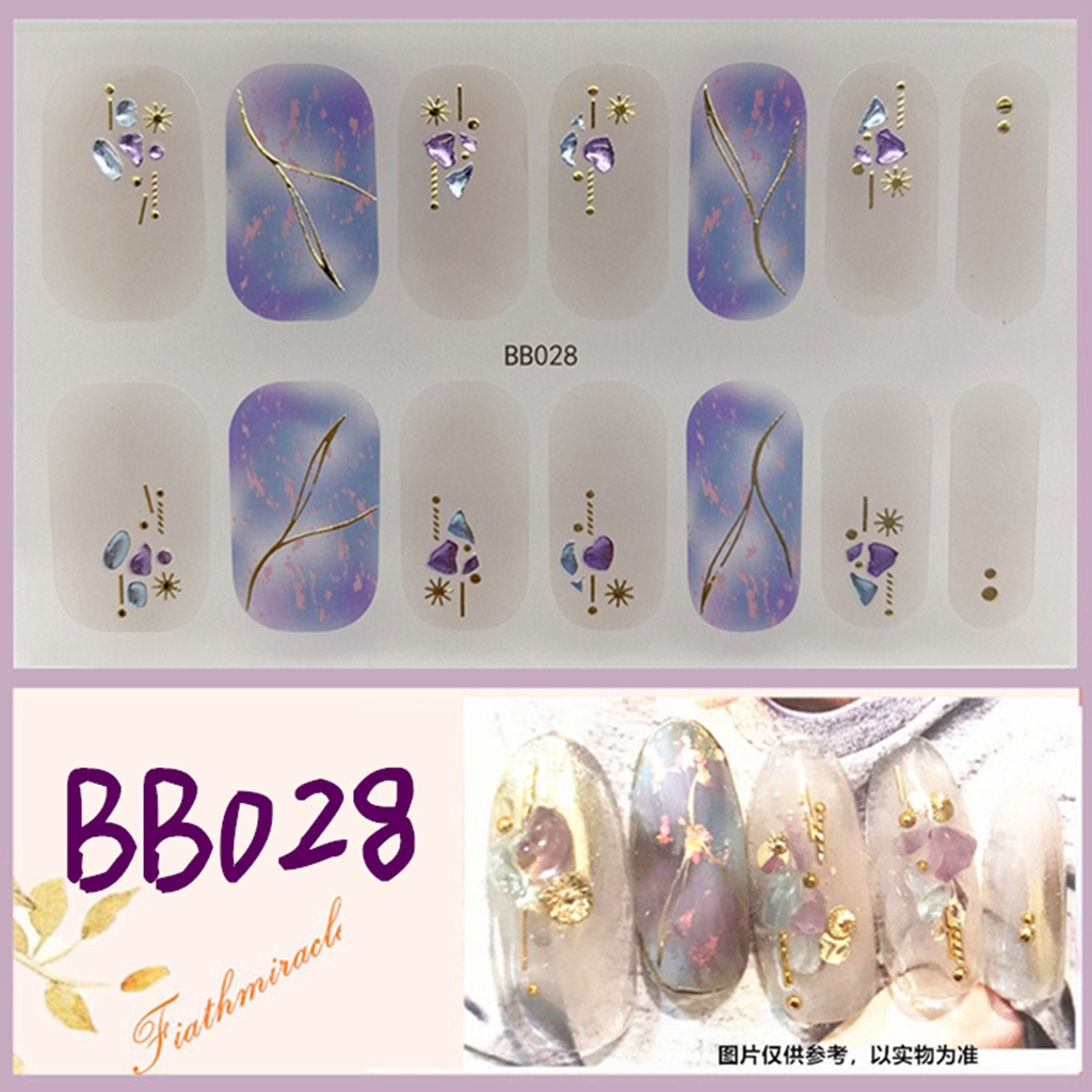 Stiker Kuku 3d Desain Berlian Mutiara Permata Warna-Warni Untuk Manicure Bb019-035