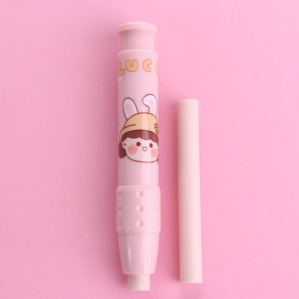 Lanfy Press Eraser 1set Kartun Alat Tulis Sekolah Kreatif Dengan Isi Ulang Koreksi Perlengkapan Penghapus