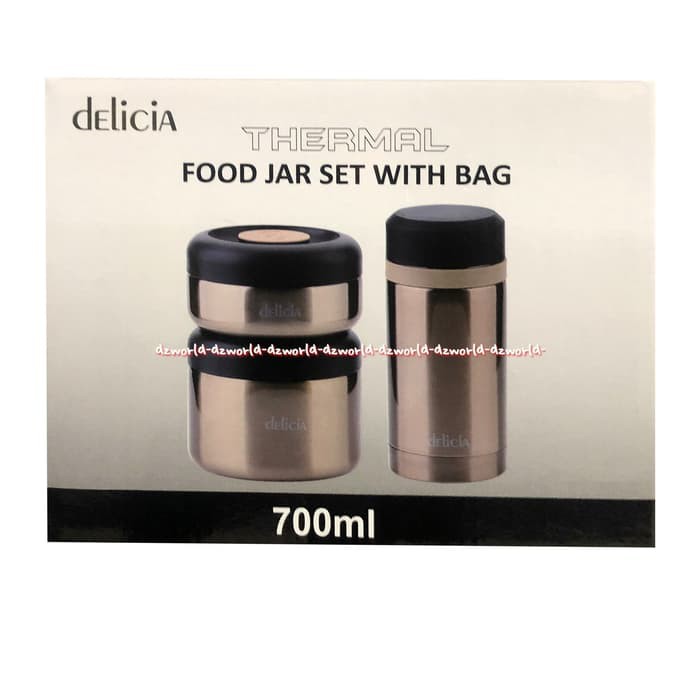 dzw491 Delicia Thermal Food Jar Set With Bag Tempat Makanan 1 set Dengan Tas