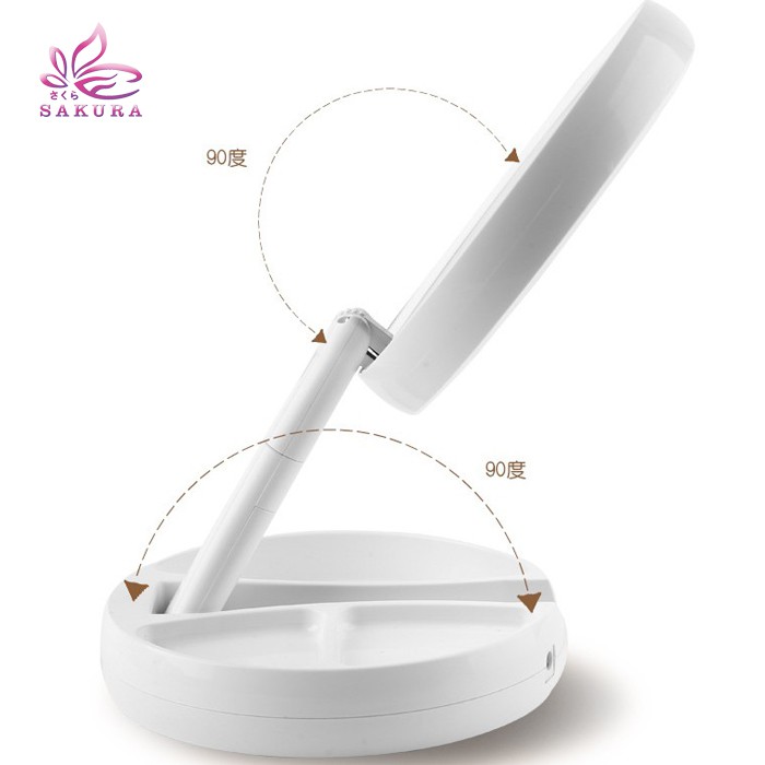 Cermin LED Lipat / Cermin LED Foldable / Cermin LED Portable Kaca Rias Make up  SOSOYO