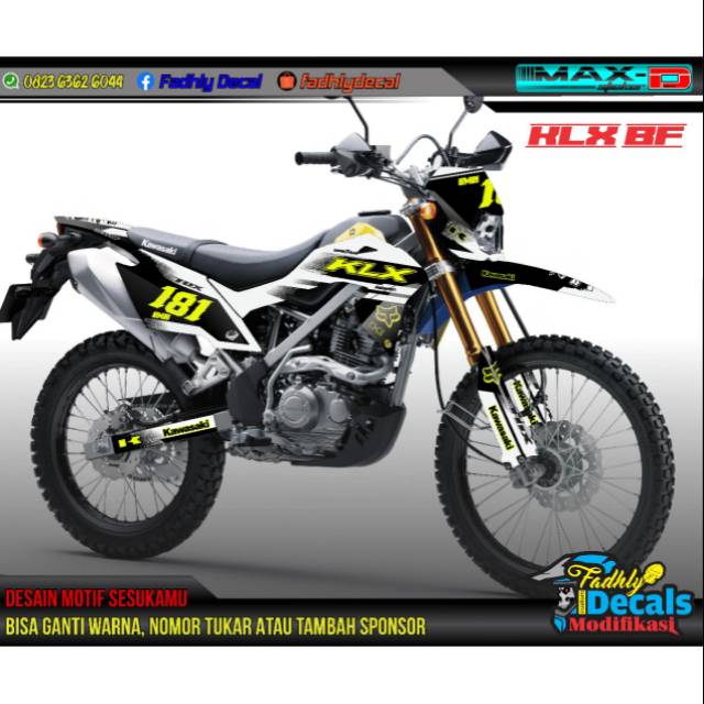 Decal klx bf putih hitam stabilo