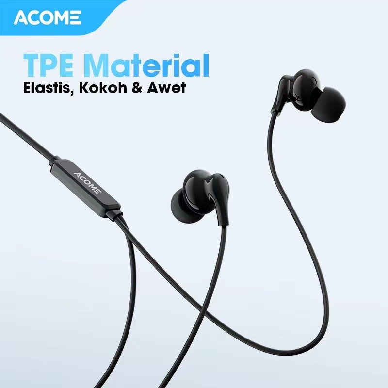 Acome Wired Earphone Headset Driver White Magnetic Speaker Garansi Resmi 1 thn AW07