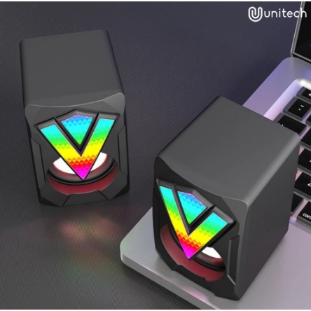 ITSTORE Speaker Desktop Mini Multimedia Unitech K-2039 Komputer Audio Extra Bass RGB Light Colokan Aux 3.5mm k2039 USB