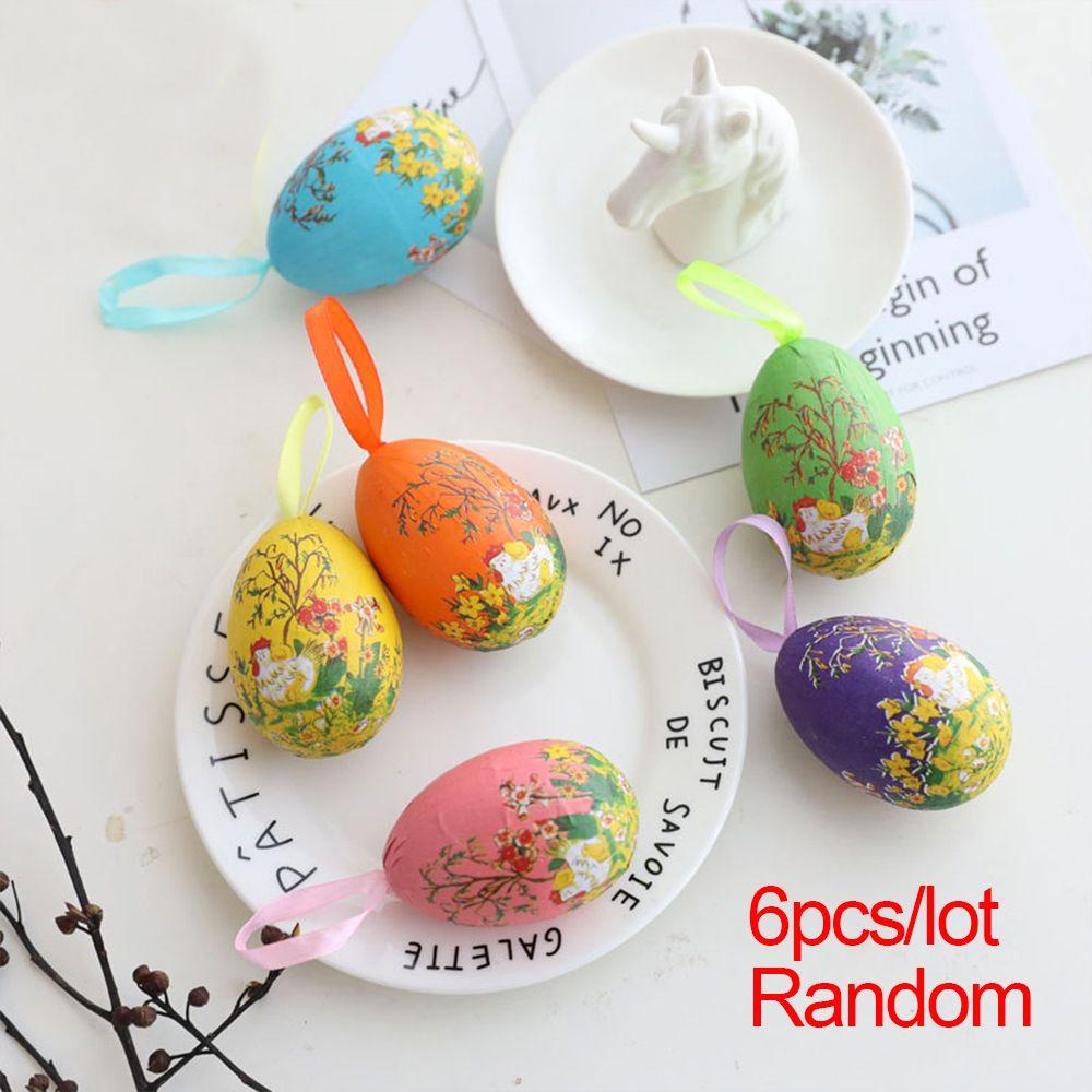 Solighter 6Pcs/Lot Telur Paskah DIY Kerajinan Dekorasi Rumah Hadiah Mainan Hiasan Gantung