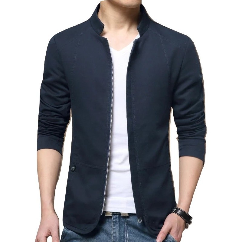 Blazer Pria Casual Zipper Blazer Fleece
