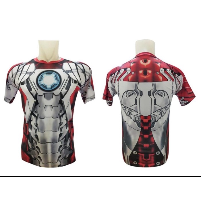KAOS MANSET BASELAYER IRON MAN SILVER OLAHRAGA GYM FITNESS SEPEDA BAJU KUALITAS BERKELAS