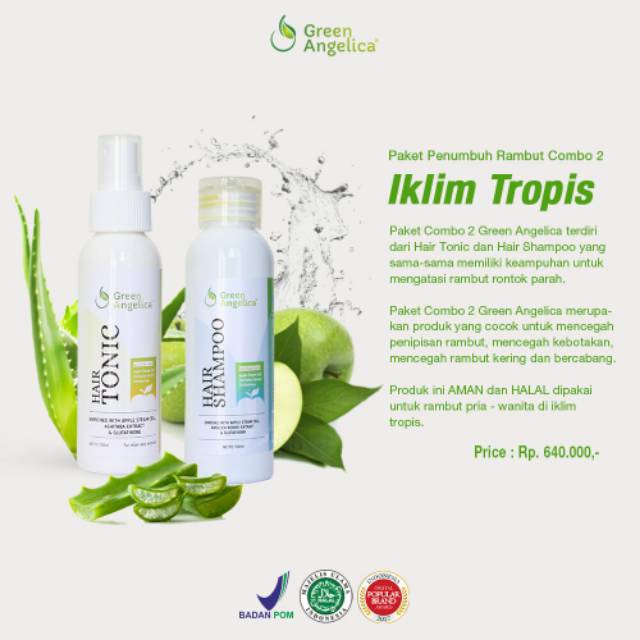 Green Angelica Combo 2 paket perawatan rambut berhijab anti rontok dan lepek teruji cepat & halal