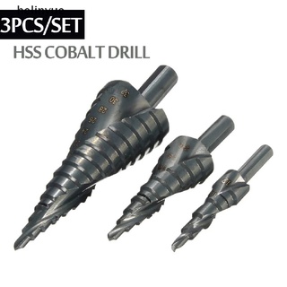 3pcs / Set Mata Bor Spiral Nitrogen HSS Cobalt Stepped Ukuran 4-32MM #6