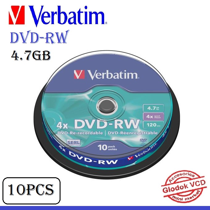 Verbatim DVD-RW 4x DVD Kosong / Disc Blank isi 10pcs