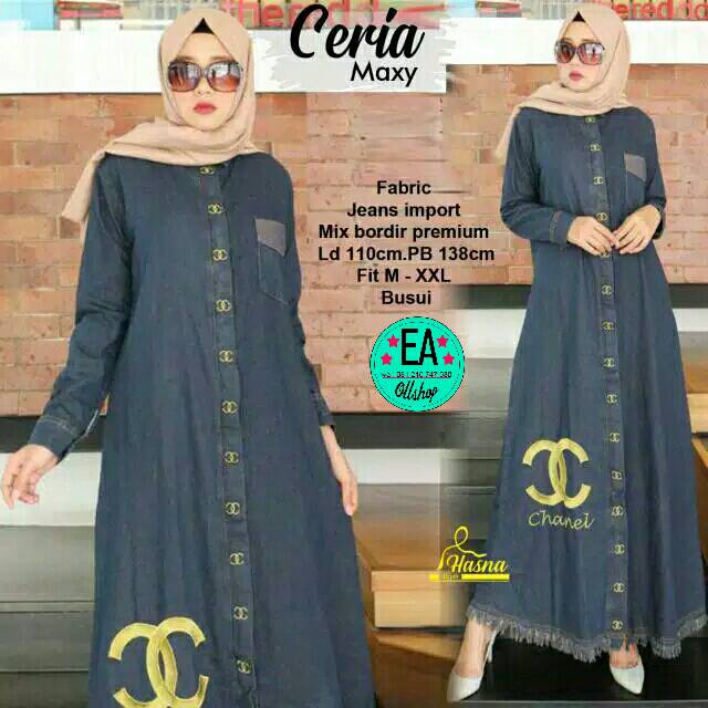 PROMO GAMIS (LD 110-pb 140cm)TOP SELLER GAMIS JEANS IMPORT CERIA MAXY/MIX BORDIR PREMIUM ORI BUSUI